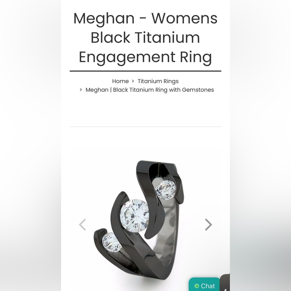 Unique Custom Natural Black Diamond Titanium Engagement Wedding Ring